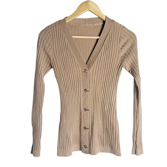 Missoni Tan Cashmere Ribbed Knit Toggle Front Cardigan Sweater Small - Picture 1 of 11